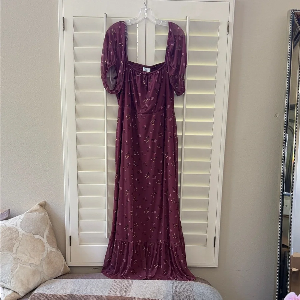 Tinsel Maroon Floral Maxi Dress - Picture 1 of 5